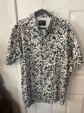 Local Rox Short-Sleeve Camouflage Button-Down Shirt - White/Gray/Green/Brown